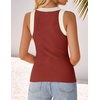 image:imageZESICA Womens 2026 Summer Sleeveless Ribbed Knit Color Block Tank TopsRed