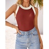 image:imageZESICA Womens 2026 Summer Sleeveless Ribbed Knit Color Block Tank TopsRed