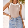 image:imageZESICA Womens 2026 Summer Sleeveless Ribbed Knit Color Block Tank TopsSand