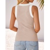 image:imageZESICA Womens 2026 Summer Sleeveless Ribbed Knit Color Block Tank TopsSand