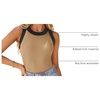 image:imageZESICA Womens 2026 Summer Sleeveless Ribbed Knit Color Block Tank TopsToffee
