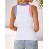 image:imageZESICA Womens 2026 Summer Sleeveless Ribbed Knit Color Block Tank TopsWhite