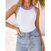 image:imageZESICA Womens 2026 Summer Sleeveless Ribbed Knit Color Block Tank TopsWhite