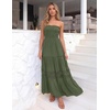 image:imageZESICA Womens 2026 Summer Strapless Boho Beach Vacation Maxi DressesArmygreen