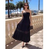 image:imageZESICA Womens 2026 Summer Strapless Boho Beach Vacation Maxi DressesBlack
