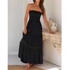image:imageZESICA Womens 2026 Summer Strapless Boho Beach Vacation Maxi DressesBlack