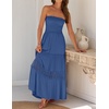 image:imageZESICA Womens 2026 Summer Strapless Boho Beach Vacation Maxi DressesBlue
