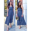 image:imageZESICA Womens 2026 Summer Strapless Boho Beach Vacation Maxi DressesBlue
