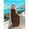 image:imageZESICA Womens 2026 Summer Strapless Boho Beach Vacation Maxi DressesCoffee