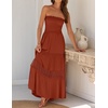 image:imageZESICA Womens 2026 Summer Strapless Boho Beach Vacation Maxi DressesDarkorange