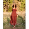 image:imageZESICA Womens 2026 Summer Strapless Boho Beach Vacation Maxi DressesDarkorange