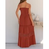 image:imageZESICA Womens 2026 Summer Strapless Boho Beach Vacation Maxi DressesDarkorange