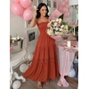image:imageZESICA Womens 2026 Summer Strapless Boho Beach Vacation Maxi DressesDarkorange
