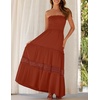 image:imageZESICA Womens 2026 Summer Strapless Boho Beach Vacation Maxi DressesDarkorange