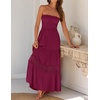 image:imageZESICA Womens 2026 Summer Strapless Boho Beach Vacation Maxi DressesFuchsia
