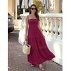 image:imageZESICA Womens 2026 Summer Strapless Boho Beach Vacation Maxi DressesFuchsia