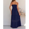 image:imageZESICA Womens 2026 Summer Strapless Boho Beach Vacation Maxi DressesNavy