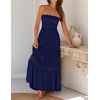 image:imageZESICA Womens 2026 Summer Strapless Boho Beach Vacation Maxi DressesNavy