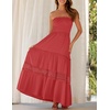 image:imageZESICA Womens 2026 Summer Strapless Boho Beach Vacation Maxi DressesWatermelon