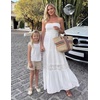 image:imageZESICA Womens 2026 Summer Strapless Boho Beach Vacation Maxi DressesWhite