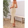 image:imageZESICA Womens 2026 Summer Strapless Knitted Bodycon Midi DressApircot