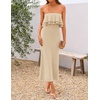 image:imageZESICA Womens 2026 Summer Strapless Knitted Bodycon Midi DressApircot