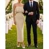 image:imageZESICA Womens 2026 Summer Strapless Knitted Bodycon Midi DressApircot