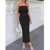 image:imageZESICA Womens 2026 Summer Strapless Knitted Bodycon Midi DressBlack