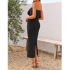 image:imageZESICA Womens 2026 Summer Strapless Knitted Bodycon Midi DressBlack