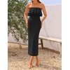 image:imageZESICA Womens 2026 Summer Strapless Knitted Bodycon Midi DressBlack