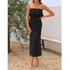 image:imageZESICA Womens 2026 Summer Strapless Knitted Bodycon Midi DressBlack