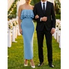 image:imageZESICA Womens 2026 Summer Strapless Knitted Bodycon Midi DressBlue