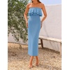 image:imageZESICA Womens 2026 Summer Strapless Knitted Bodycon Midi DressBlue