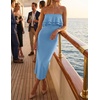 image:imageZESICA Womens 2026 Summer Strapless Knitted Bodycon Midi DressBlue