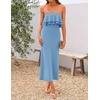 image:imageZESICA Womens 2026 Summer Strapless Knitted Bodycon Midi DressBlue