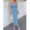 image:imageZESICA Womens 2026 Summer Strapless Knitted Bodycon Midi DressBlue