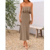 image:imageZESICA Womens 2026 Summer Strapless Knitted Bodycon Midi DressKhaki