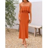 image:imageZESICA Womens 2026 Summer Strapless Knitted Bodycon Midi DressOrange