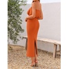 image:imageZESICA Womens 2026 Summer Strapless Knitted Bodycon Midi DressOrange
