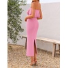 image:imageZESICA Womens 2026 Summer Strapless Knitted Bodycon Midi DressPink