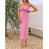 image:imageZESICA Womens 2026 Summer Strapless Knitted Bodycon Midi DressPink
