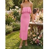 image:imageZESICA Womens 2026 Summer Strapless Knitted Bodycon Midi DressPink