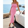 image:imageZESICA Womens 2026 Summer Strapless Knitted Bodycon Midi DressPink