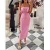 image:imageZESICA Womens 2026 Summer Strapless Knitted Bodycon Midi DressPink