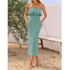 image:imageZESICA Womens 2026 Summer Strapless Knitted Bodycon Midi DressSage