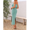 image:imageZESICA Womens 2026 Summer Strapless Knitted Bodycon Midi DressSage