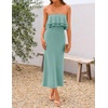 image:imageZESICA Womens 2026 Summer Strapless Knitted Bodycon Midi DressSage