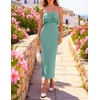image:imageZESICA Womens 2026 Summer Strapless Knitted Bodycon Midi DressSage