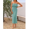 image:imageZESICA Womens 2026 Summer Strapless Knitted Bodycon Midi DressSage