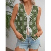 image:imageZESICA Womens 2026 Summer Tie Front Sweater Vest TopGreen